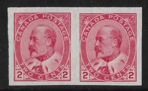 1909 Canada SG. 177a 2c pale rose carmine imperf Pair. with RPS certificate. U/M (MNH)