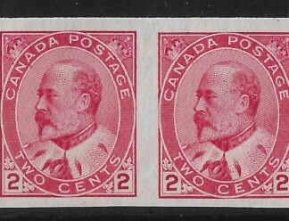 1909 Canada SG. 177a 2c pale rose carmine imperf Pair. with RPS certificate.  U/M (MNH)