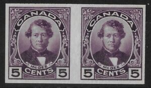 1927 Canada SG.271 5c violet imperf pair with RPS certificate 205947. U/M (MNH)