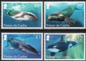 2019 Tristan Da Cunha. SG.1248-51 Whales set 4 values U/M (MNH)