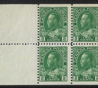 1922  Canada  SG.247aa  2c deep green booklet pane of 4 + 2 labels  U/M (MNH)