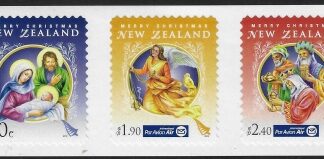 2012 New Zealand SG.3401-3 (3401ca)  Christmas. strip of 3 values self adhesive set 3 values  U/M (MNH)