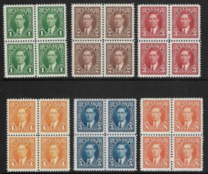1937  Canada SG.357-62 KGVI  blocks of 4 unmounted mint (MNH)