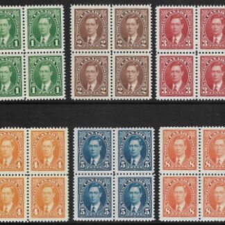 1937  Canada SG.357-62 KGVI  blocks of 4 unmounted mint (MNH)