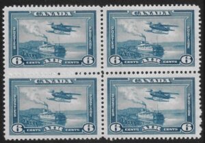 1938 Canada SG.371 6c blue block of 4 unmounted mint (MNH)