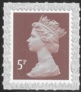 U2922  5p 2B  dull red-brown  M19L  SBP L/s Walsall/ISP  U/M (MNH)