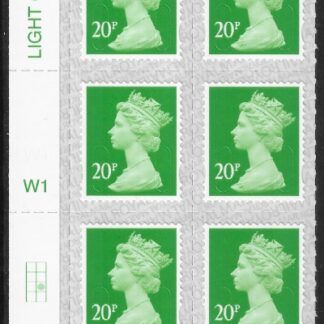 U2924 20p Green M19L Cyld. W1  grid position R3  C2 SBP T3 s/L  Walsall/ISP  U/M (MNH)