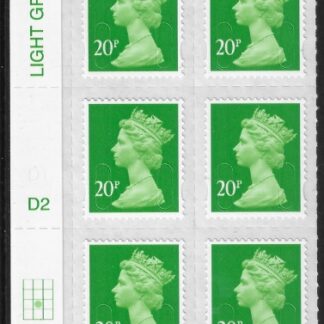 U2924 20p Green M16L Cyld. D2  grid position R3 C2  DLR  U/M (MNH)