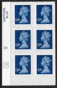 U2953  £1.88 blue MA13  cyld. D1 grid position R2 C3   DLR U/M (MNH)