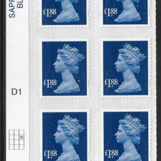 U2953  £1.88 blue MA13  cyld. D1 grid position R2 C3   DLR U/M (MNH)