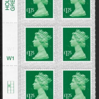 U2938  £1.25 green M18L  cyld. W1 grid position R2 C1   SBP T2 L/s  Walsall/ISP U/M (MNH)