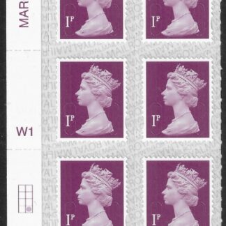 U2920  1p deep crimson M19L Cyld. W1  grid position  R4 C2  SBP T3 s/L  Walsall/ISP  U/M (MNH)