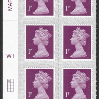U2920  1p deep crimson M18L Cyld. W1  grid position  R1 C1  SBP T3 s/L  Walsall/ISP  U/M (MNH)