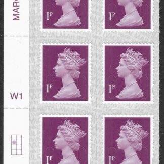U2920  1p deep crimson M18L Cyld. W1  grid position  R2 C1  SBP T3 s/L  Walsall/ISP  U/M (MNH)