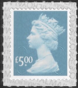 U2974 £5.00 Azure 2B M19L SBP s/L Walsall U/M (MNH)