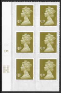 U2936 £1.10  2B Yellow-Olive M11L Cyld.D1 grid position R3  C2  DLR U/M (MNH)