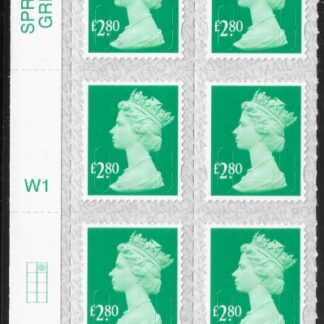 U2964  £2.80 2B  emerald M19L  cyld. W1  grid position R1  C2  SBP T3 s/L  Walsall  U/M (MNH)