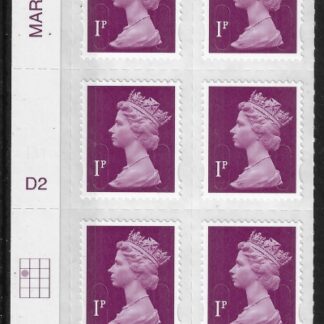 U2920  1p  2B deep crimson   M12L  cyld. D2  grid position R2 C1   DLR  U/M (MNH)