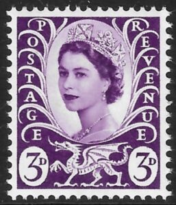 W1p  3d  2B deep lilac  wmk crowns. Harrison U/M (MNH