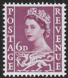 W3  6d deep claret wmk. crowns Harrison  U/M (MNH)