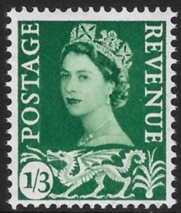 W5 1/3d  green wmk. crowns  Harrison U/M (MNH)