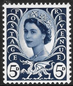 W11  5d 2B  royal blue no wmk.  Harrison U/M (MNH)