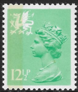 W37  12½p  SB  light emerald green. Perf 14  Type 1 Questa  U/M (MNH)
