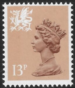 W38a  13p SB  pale chestnut Type 2  perf 15x14  Questa  U/M (MNH)