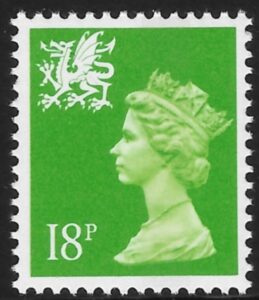 W48b 18p CB bright green perf 14 Questa U/M (MNH)
