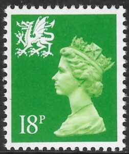 W49b 18p LB bright green ex DX15 Questa U/M (MNH)