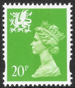 W72 20p CB bright green Questa U/M (MNH)