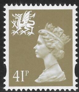 W77 41p 2B grey brown yellow fluor. ex sheet Questa U/M (MNH)
