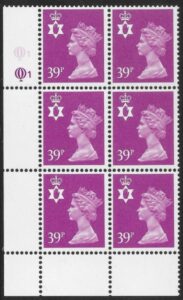 NI68    39p bright mauve. Cyld. Q1 Q1 with FCP error. printed by Questa U/M (MNH)