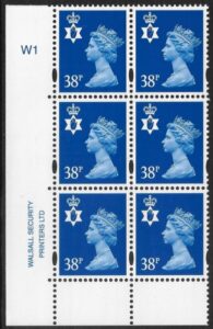 NI83  38p  ultramarine   Cyld. W1  phos. W2 printed by Walsall U/M (MNH)