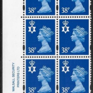 NI83  38p  ultramarine   Cyld. W1  phos. W2 printed by Walsall U/M (MNH)