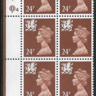 W59  Wales 24p phos. chestnut   Cyld. Q4 Q4 printed by Questa U/M (MNH)