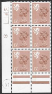 S 39 Scotland 13p Type 1  Cyld. 1A 1B dot  Waddington  U/M (MNH)