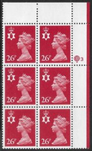 NI60   26p rosine  type 1  cyld. Q3 row 1  Questa  U/M (MNH)