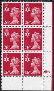 NI60  26p Rosine type 1  cyld. Q3 row 20  Questa  U/M (MNH)