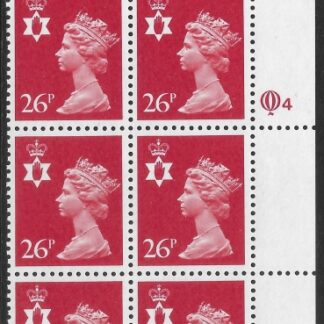 NI60   26p rosine  type 1  cyld. Q4 row 1 Questa  U/M (MNH)