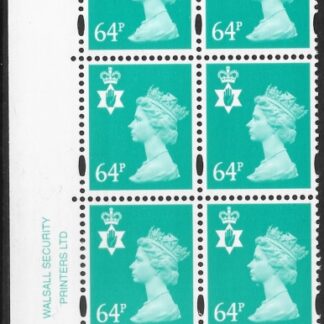 NI86    64p 2B  turquoise blue.  cyld.W1 phos W2  Walsall U/M (MNH)