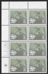 S 45 Scotland  19½p  phos. olive grey  cyld. 1a 1b  Waddington U/M (MNH)