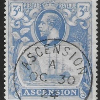 1924  Ascension.  SG.14  3d blue  fine used.