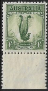 1932 Australia SG.140 1/- green Lyrebird. U/M (MNH)