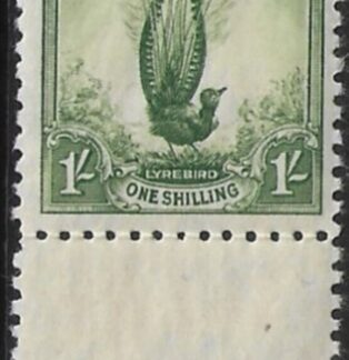 1932  Australia  SG.140  1/- green  Lyrebird.  U/M (MNH)