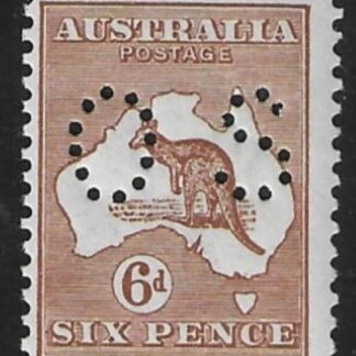 1923  Australia  SG.O76  6d chestnut. perfin 'OS'  U/M (MNH)