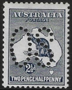 1913 Australia SG.O4 2½d indigo perfin 'OS' lightly mounted mint.