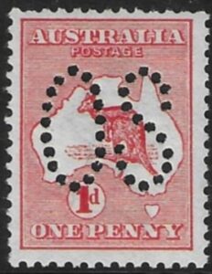 1913 Australia SG.O2 1d red perfin 'OS' lightly mounted mint.