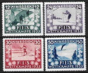 1933 Austria SG.699-702 International Ski Championship Fund set 4 values U/M (MNH)