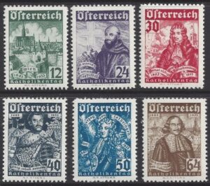 1933 Austria SG.706-11 250th Anniversary of Relief of Vienna set 6 values Fine used.